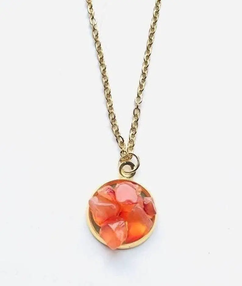 Carnelian Pendant Necklace Trendy Carnelian Necklace Handmade Daily