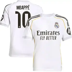 Mbappe #10 Real Madrid Team Champions League/ LA Liga 2025/26 A football kit with Embroidered logo and Sharp stitching Jersey, Breathable Quick Dry Short Sleeve Athletic Tops for Football Fans, Football Collectors & Streetwear Enthusiasts