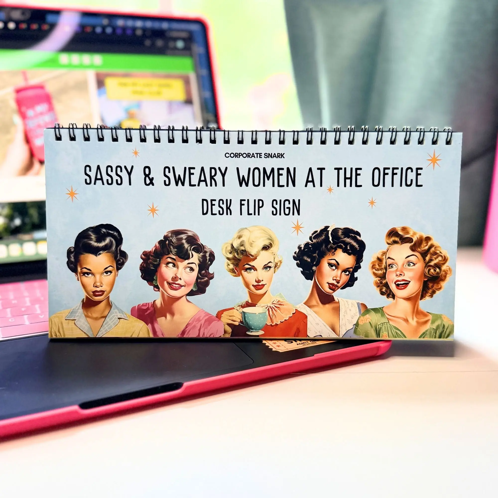 Sassy & Sweary Women at the Office Desk Flip Sign Office Decor, Novelty Sign