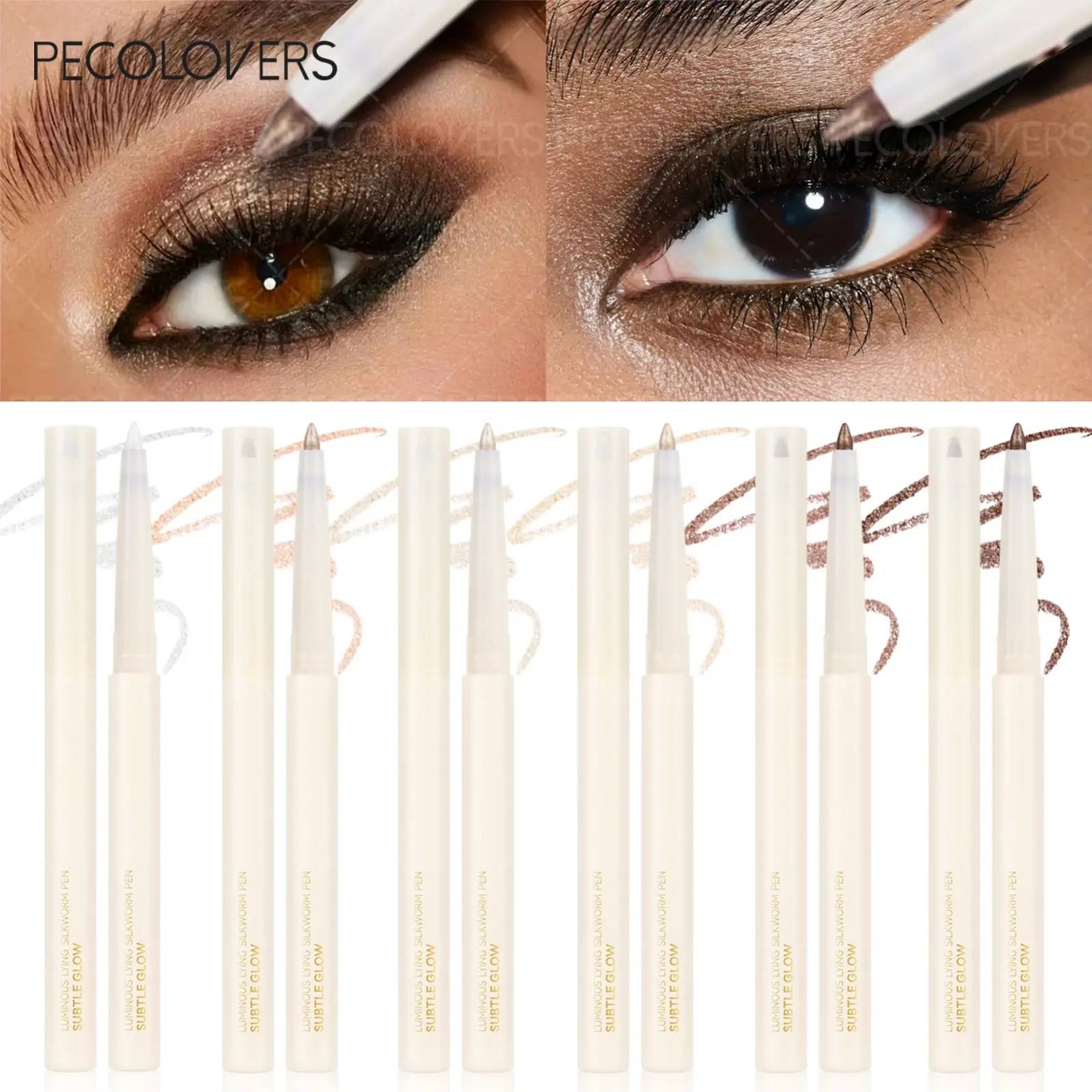1PC Pearlescent Glitter Lying Silkworm Eyeshadow Pencil Long Lasting Shimmer Eye Shadow Pen Long-wearing Waterproof Eye Make Up Glitter Eyeshadow Stick