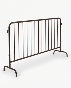 Garvee 8.5FT Interlocking Steel Barricade with Heavy Duty Metal Construction, Removable Bridge Feet, Powder-Coated for Durability, Ideal for Events, Construction Sites, Festivals, and Pedestrian Safety in Brown