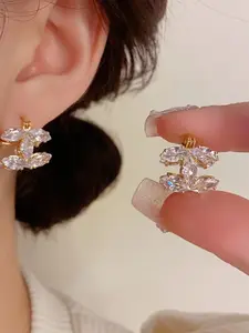 Elegant Rhinestone Ear Clips Set, Perfect for Commuting & Dates, Stylish Accessory for Women, Durable Design, Ideal Gift Choice