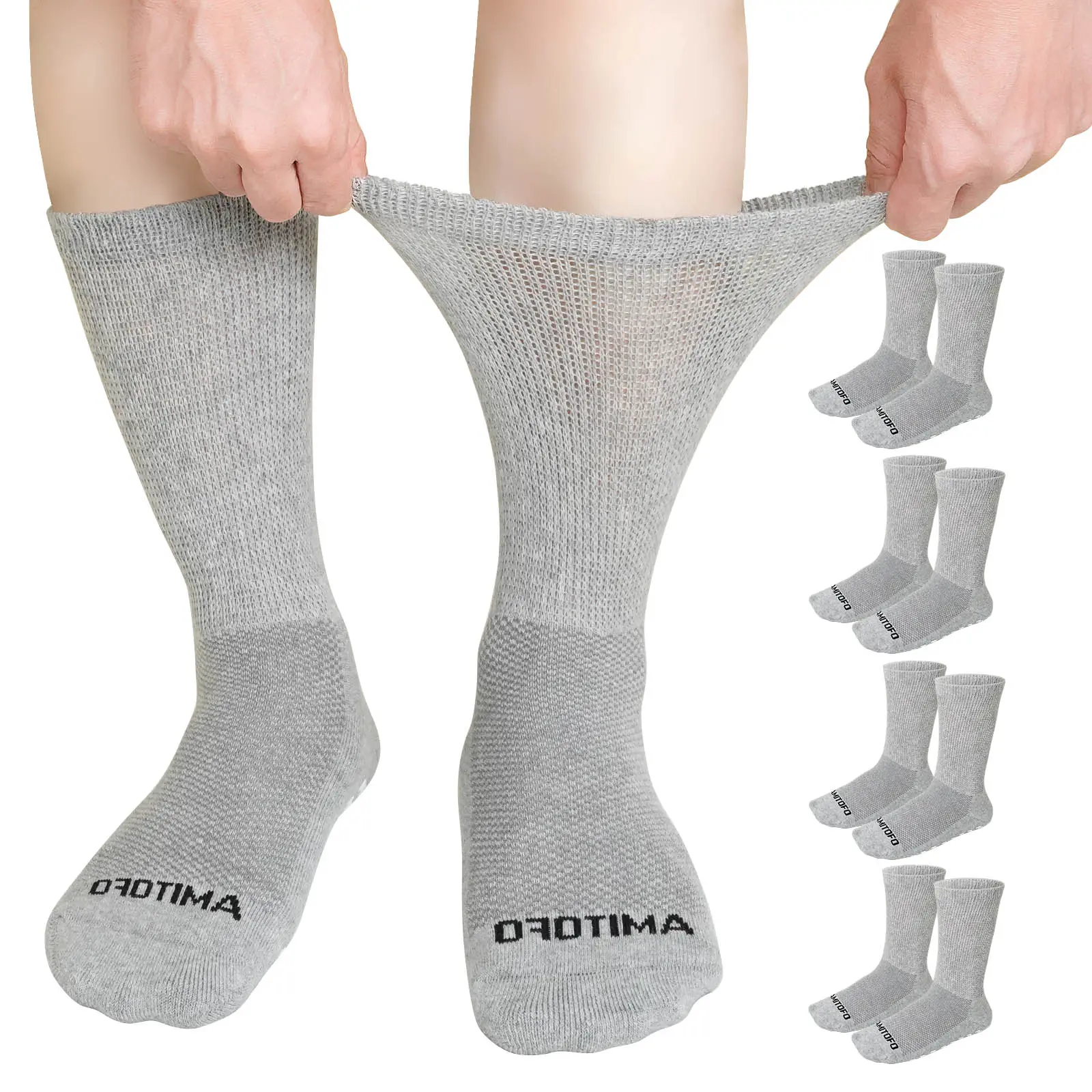 Slip Diabetic Socks: 4 Pairs Non Binding Hospital Socks for Men Women with Grips Elderly Edema 9-15 Lounge Calf Socks Plush Women's thermal