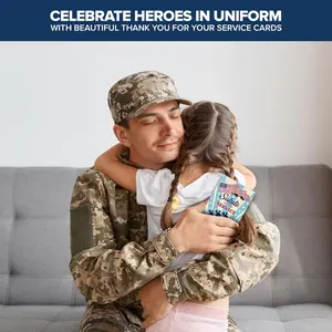 8 Pack 5x7in Thank You for Your Service Cards for Veterans with Envelopes and Stickers, 4 Patriotic Designs Veteran Thank You Cards with Printed Message Inside