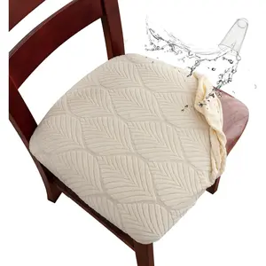 Genina Waterproof Dining Room Chair Cover Set 4, Stretch Jacquard Seat Covers for Dining Room Chairs, Kitchen Parsons Chair Covers Slipcover Protector