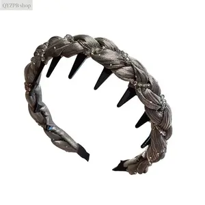 Braided Headband with Teeth | Non-Slip High Crown Volumizing Hair Hoop | Trendy Fashion Hair Accessory for Women | Comfortable Grip Hairband for Everyday Wear, Workout, Makeup, Travel, Frizz Control, Easy Styling,summerwins