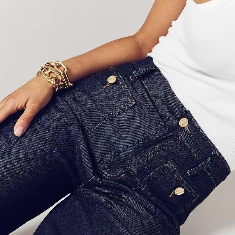 Womens Oprah's Favorite Tummy Control Sailor Wide Leg Trouser Chiccurva Jeans Wide Leg Cropped Denim Pants