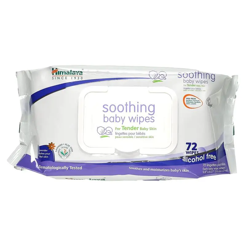 Himalaya Soothing Baby Wipes - Alcohol Free, 72 Wipes - Fast Shipping - Napkin