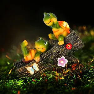 Garden Turtle Figurines Outdoor Decorations, Solar Statue Sweet Frog  Turtles Decor with 4 LED Lights, Garden  Statue for Patio Lawn Porch Yard,Gifts for Birthday Easter Housewarming