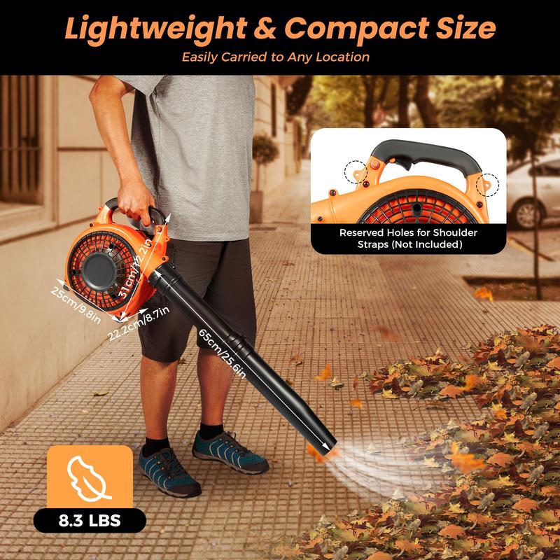 Handheld Gas Blower, 2-Stroke Gas Powered Leaf Blower, 750W 25.4cc Gasoline Grass Sweeper for Lawn Care, Snow Blowing & Yard Cleaning, Heavy Duty Grassland Cleaning Machine Portable