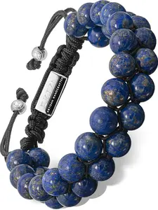 RTZN Men’s Blue Lapis Lazuli Beaded Bracelet - Morocco