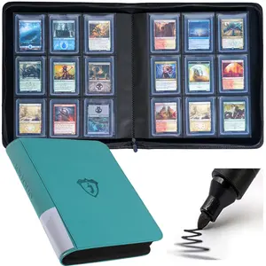 Toploader Binder with Sleeves, Holds 288 Toploaders, 9-Pocket Double-Sided Storage Binder for 3 x 4" Toploaders, Trading Card Binder