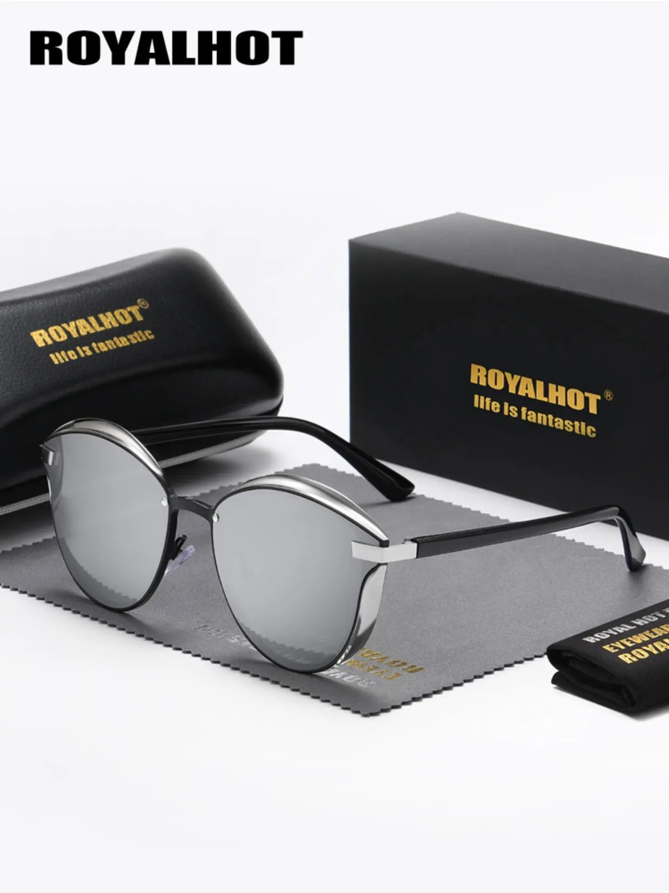 Polarized Cat Eye Sunglasses with UV Protection & Case Premium Polarized Tort Cat Eye UVA-UVB Protection Sunglasses  main image 2