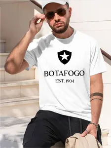 BOTAFOGO 2026 new model Black/White Tee Stylish & Comfortable Loose Crew Neck Short Sleeve T-shirts Versatile On Trend Eye Catching Printed Graphic Casual Tee for Daily Wear Outings & Leisure