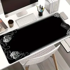 Vintage Rose Flower Pattern Mouse Pad, Rectangular Gaming Mouse Pad, Non-Slip Rubber Base Desk Keyboard Mat for Home Office, Desk Accessories