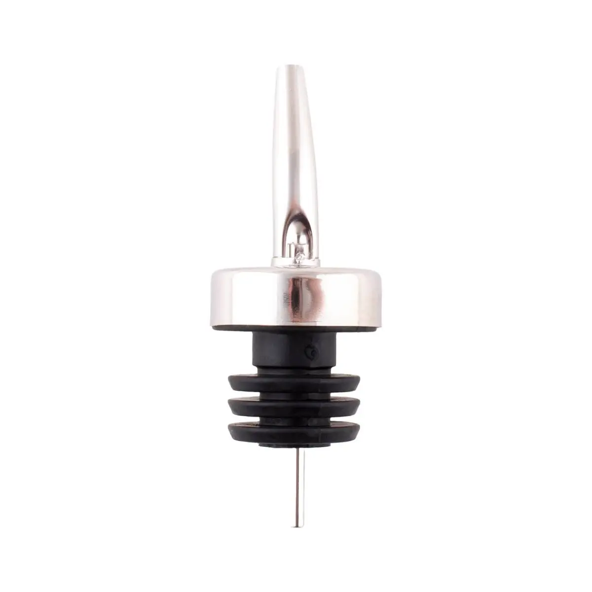 BarConic® 4 in Metal Corrosion-Resistant Stainless Steel Tapered Shape Liquor Pourer - Wide Rubber Cork, Free-Flow Speed Pourer for Bartending, Essential Bar & Kitchen Utensil