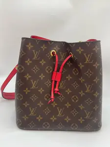 Pre-owned Louis Vuitton NeoNoe MM Monogram Red Bucket Bag, Red Leather Trim, 2019 Date Code