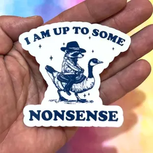 I Am Up to Some Nonsense – Funny Raccoon Vinyl Sticker | Meme, Snarky Mental Health Humor, Planner, Laptop Water Bottle Decal Sticker