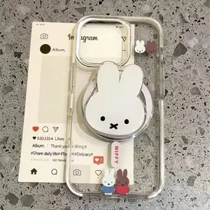 Kawaii Miffy Rabbit Magnetic Phone Stand Cartoon Telescopic Portable Stand Magnetic Mobile Phone Airbag Stand Girl Birthday Gift