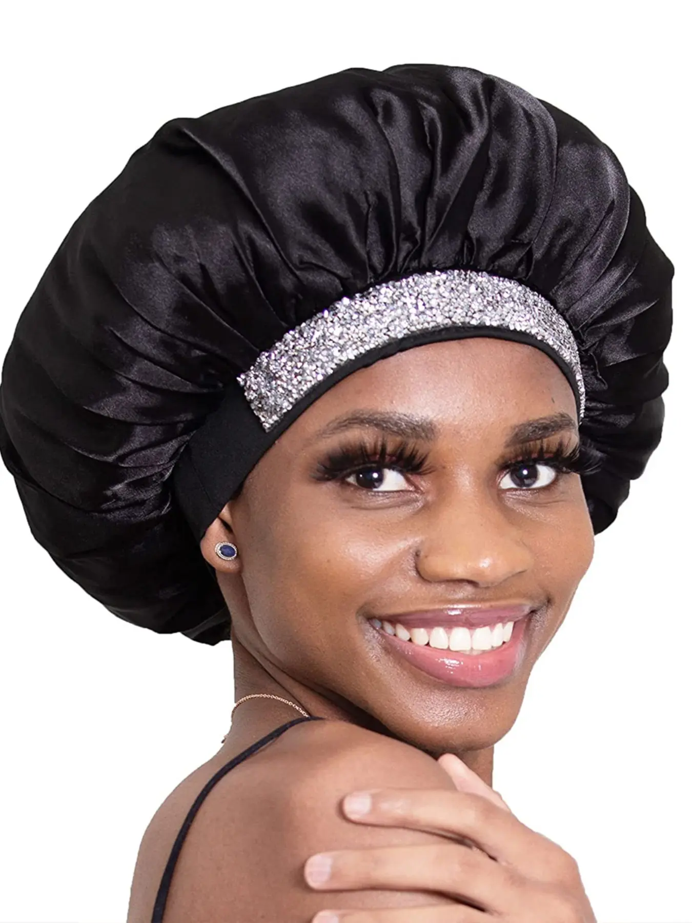 Trendy Rhinestone Sleep Cap, Sleeping Bonnet, Sleep Bonnets for Men and Women, Unisex, Soft Comfortable Material, Ideal for Daily Beauty, Hair Care and Haircare, Perfect Holiday Gift