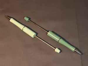 26 Two Shades of Mint Green Slim Beadable Pens 5.5" Sleek Design with Unique Bead Detailing Customizable Metal Pens for DIY Crafts & Personalized Gifts