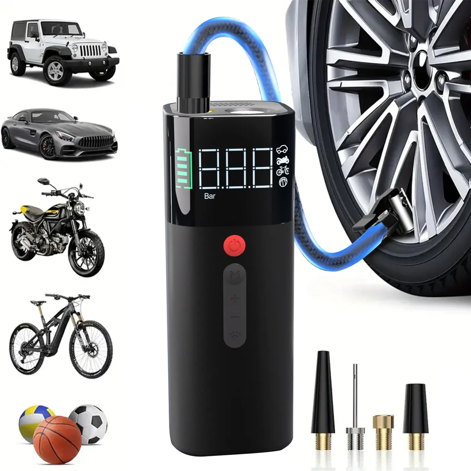 Featou P1 Pro Portable Tire Inflator, 150PSI High-Pressure Cordless Air Pump with Smart ON/OFF Hose Design, 17oz Lightweight Springtok, 4+N Auto Stop Modes, Automotive Repair Tools for Car Vehicles Emergency Use Wireless Outdoor Inflator Automotive Tire I
