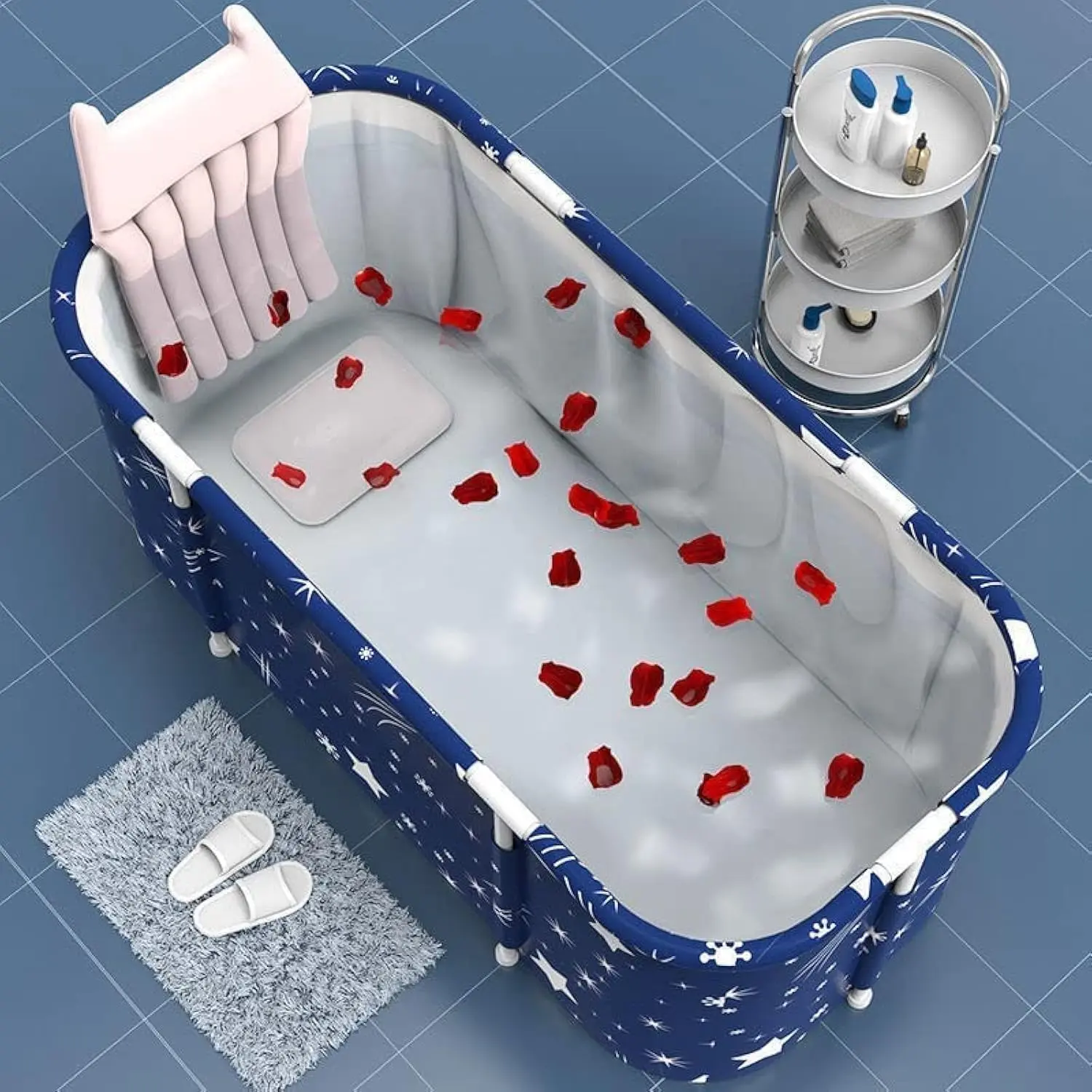 Portable Foldable Bathtub, Portable Bathtub for Adults, Separate Family Bathroom SPA Tub for Hot bath ice bath,Efficient maintenance of temperature (Star)