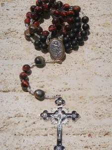 Handmade St. Michael Rosary with Red Tiger Eye & Black Onyx Beads, Catholic Prayer Beads, Archangel Protection Rosary, Confirmation Gift