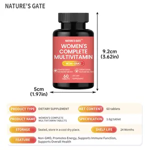 Nature's Gate Women's Complete Multivitamin Tablets Non-GMO Promotes Energy Supports Immune Function 60 Tablets