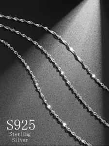 S925 Sterling Silver Women's Elegant Chain Necklace, Dainty Necklace, Exquisite Trendy Cable Chain Necklace, Cuban Link Chain, Chic Gorgeous Jewelry As Gift for Girlfriend