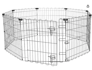 Foldable Octagonal Metal Exercise Pet Play Pen for Dogs, Fence Pen, No Door, Large, 60 x 60 x 48 Inches, black
