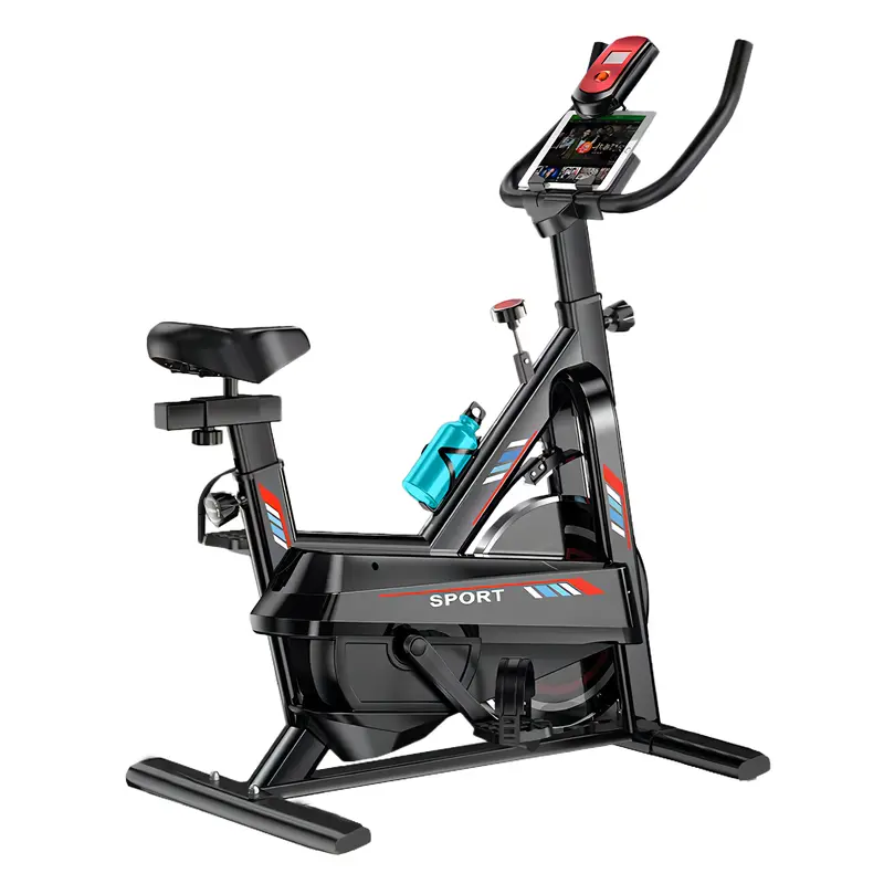 Exercise Bike Premium Belt-Drive Red and Black Indoor Cycling Bike with LCD Monitor, Heart Rate Sensor & Comfort Seat – Home Gym Cardio Equipment