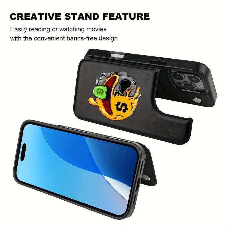 Funny Emoticons Fashion Faux Leather Case for Iphone Models 17 16 15 14 13 12 PRO MAX PLUS,AIR  And for galaxy S25, S24 Plus, S23 Ultra,. Flip Cover with Card Slot Designed for Premium Business Users in Black.