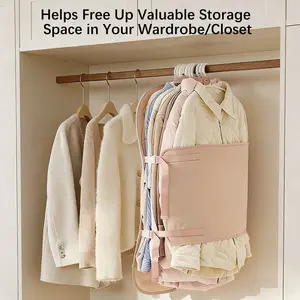 Large Capacity Hanging Fabric Compression Storage Bag for Clothes, Foldable Wardrobe Organizer for Space Saving, Essential Clothing Storage Solution