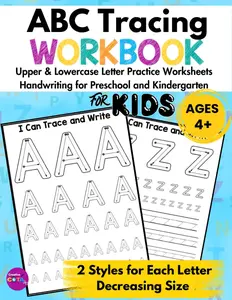 Alphabet Uppercase and Lowercase Letter Tracing and Writing Practice Worksheets for Kids: ABC Tracing Letters Handwriting Workbook for Preschool and Kindergarten