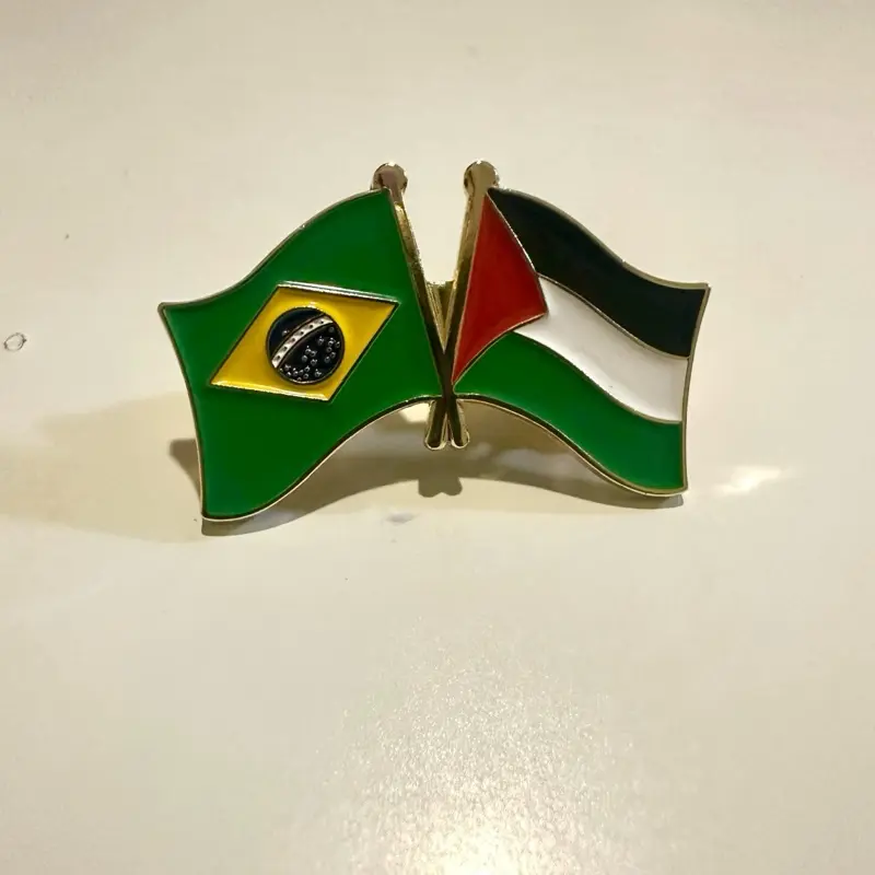 Palestine & brazil Flag pin