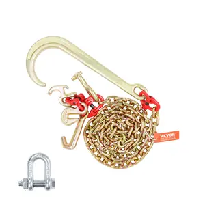 fathersdaygift  VEVOR J Hook Chain, 5/16x 6' G80 15 Long Shank J Hook Tow Chain with RTJ Cluster Hook Grab Hook, 5400 lbs Safe Working Load, Heavy Duty Transport Truck Chain for Wrecker Recovery Trailer Towing