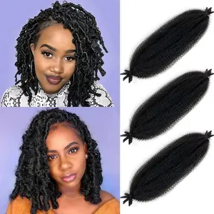 Marley Twist Braiding Hair 16 Inch Springy Afro Twist Hair 3 Packs Kinky Twist Hair for Braiding 1B Black Spring Twists Hair Curly Braiding Hair Extension for Black Women