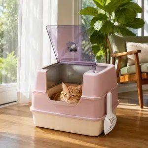 Large Fully Enclosed Cat  , Bamboo Charcoal Odor Control, Stainless Steel Inner Basin, Anti-Splash Design, Dedicated Cat Toilet for Overweight Cats dream litter box low dust smart sensor top entry automatic litterbox anti-urine leakage big