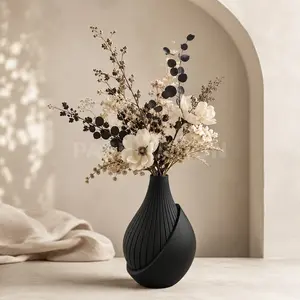 Elegant Ribbed Vase | Sleek Modern Design in Multiple Colors | Available in Sizes 7”, 8”, 9” | Perfect for Home or Office Decor - Yovi Vase