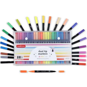 Incraftables Coloring Markers for Kids & Adults (24 Colors). Assorted Brush Tip Markers for Kids Coloring Books Best Fine Tip Markers for Adult Coloring No Bleed. Dual Tip Markers Set