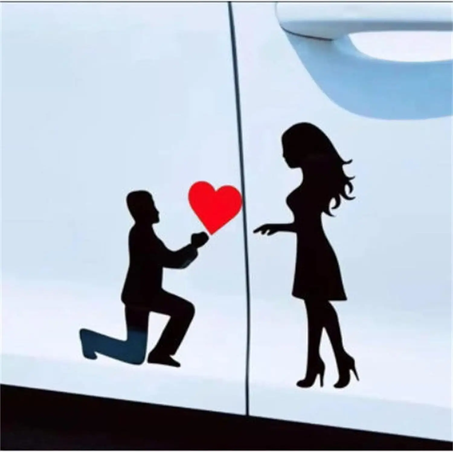 Couple Decals Car Sticker, Romantic Car Stickers Marriage Proposal Stickers Kneel on One Knee Decoration Car Rear Windshield