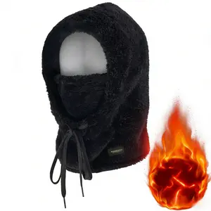 Thick plush balaclava hat, fleece fleece hat, face and neck protection warm hat, windproof ear protection hat, suitable for winter