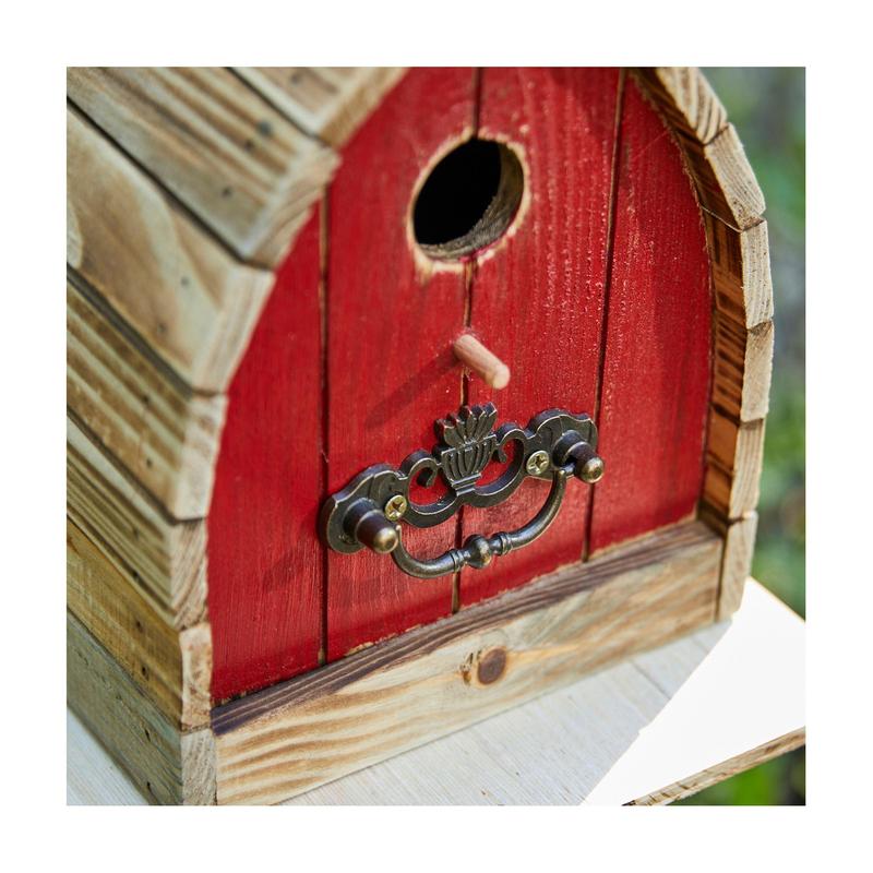 Glitzhome 8.5"H Little Red Barn With Perch Detail Birdhouse
