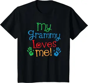 100% cotton Kids My Grammy Loves Me Grandson T-Shirt women graphic shirts