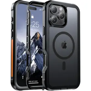 Magnetic For IPhone 11/12/13/14/15/16 Pro Max Case, [Compatible With MagSafe][Military Grade Drop Protection][Heavy Duty Protection][Non-Slip][Shockproof] With 2-Layer Durable Bumper Phone Case 6.9''-Black
