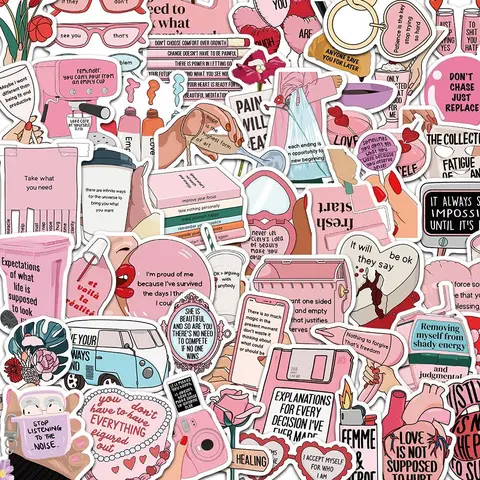 Motivational Slogan Sticker, 50pcs/set Self Adhesive Decorative Stickers, DIY Decals for Water Bottle, Laptop, Phone Case, Scrapbooking, Journal Making, Phone Decoration