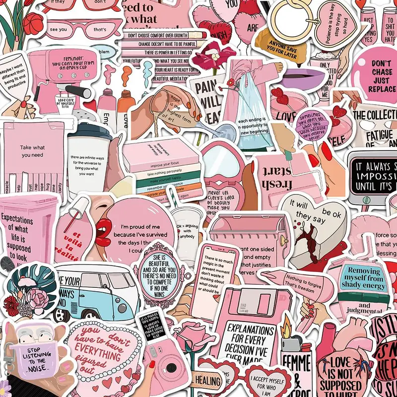 Motivational Slogan Sticker, 50pcs/set Self Adhesive Decorative Stickers, DIY Decals for Water Bottle, Laptop, Phone Case, Scrapbooking, Journal Making, Phone Decoration
