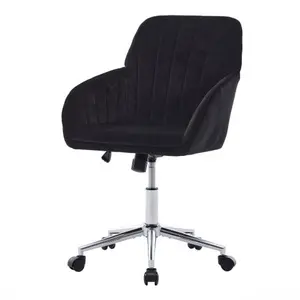 Adjustable Office Chair, Home Bedroom, Ergonomic Swivel Chair, Backrest Seat, Comfortable for Long Sitting - Black
