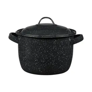 Granite Ware  8.6 in, 4 qt. Porcelain Enamel Pot with Lid, Black